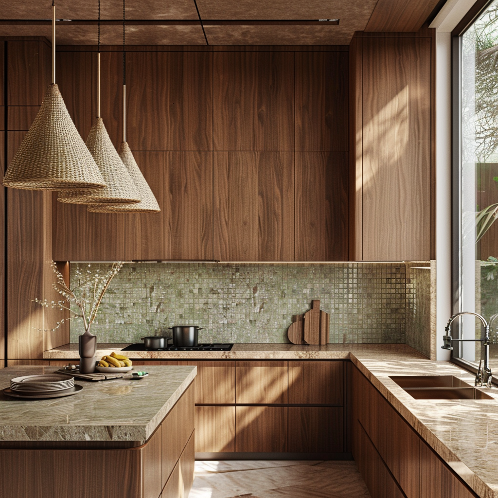 Keukenontwerp met hout en groen — eclectisch interieur HAMI Studio